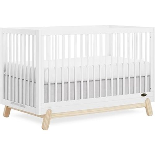Dream On Me Hygge 5-in-1 Convertible Full-Size Baby Crib in Vintage White Oak, GreenGuard Gold & JPMA, Converts to Toddler, Day & Full-Size Bed, Adjustable Mattress Heights, Modern Nursery