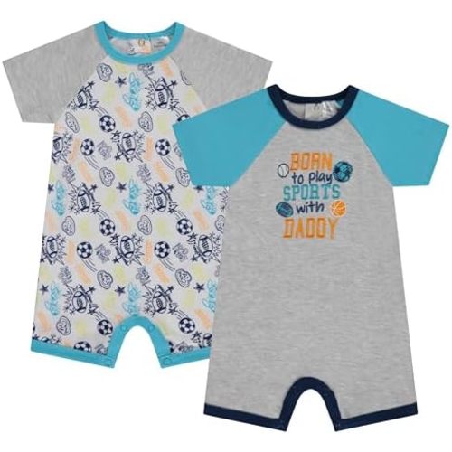 Cudlie 2-Pack Baby Boy Rompers – Soft Cotton, Everyday Comfort