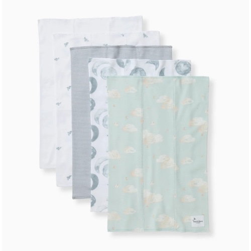 Organic Cotton Burp Cloths 5 Pack - Hello Moon