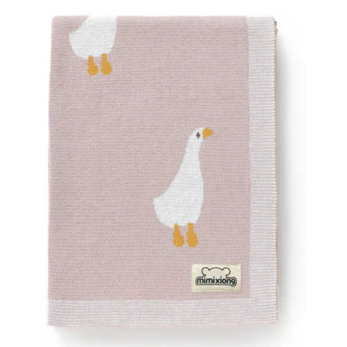 mimixiong Baby Blanket Knit Receiving Boys Girls Blanket Soft Cotton Neutral Blanke for Swaddle Crib Stroller with Cute Goose
