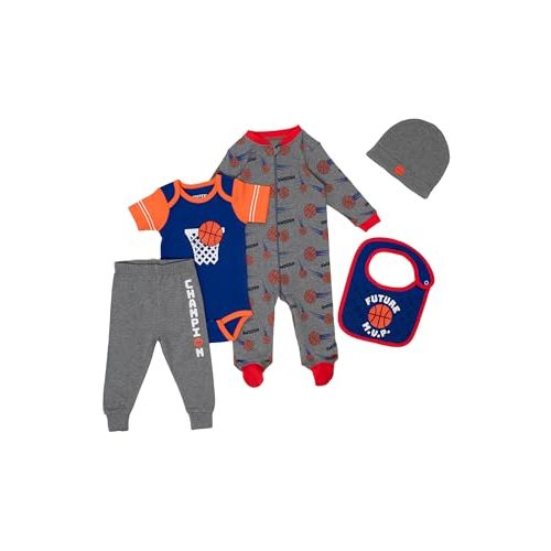 Gertex 5-Piece Layette Sport Set Gift Bundle for Babies & Infants | Baseball, Basketball, Hockey, Soccer, Football