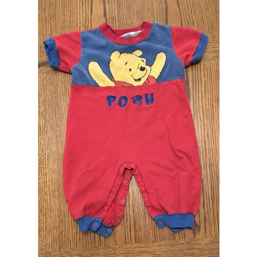 Vintage Winnie The Pooh Embroidered Baby Romper Size 12 Months