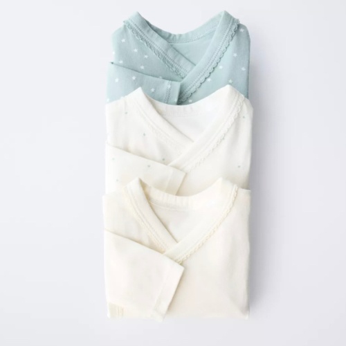 THREE-PACK OF KIMONO NECK STAR BODYSUITS, SOFT QUALITY - Sea green | ZARA United States