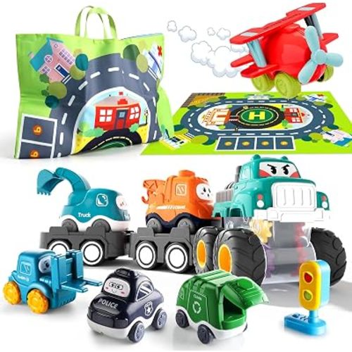 6PCS Truck with Trailer and Playmat Toy Set