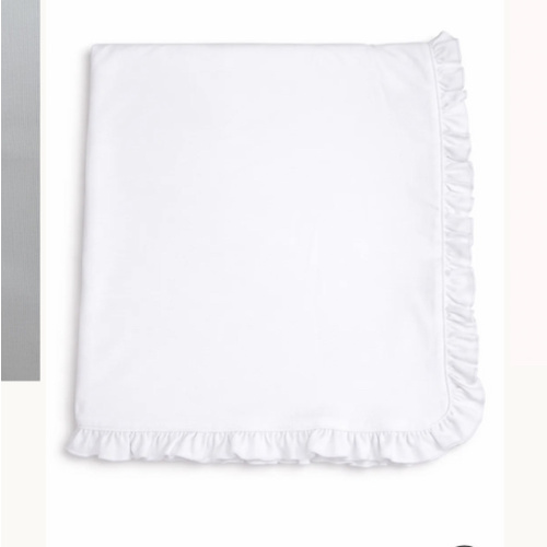 Classic White Personalized Ruffle Blanket – Caprilina