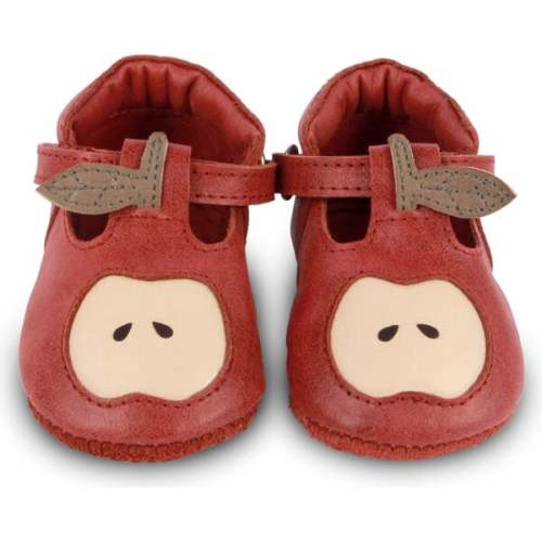 Nanoe Apple Classic Leather T-Bar Shoes, Scarlet - Donsje Amsterdam | Maisonette