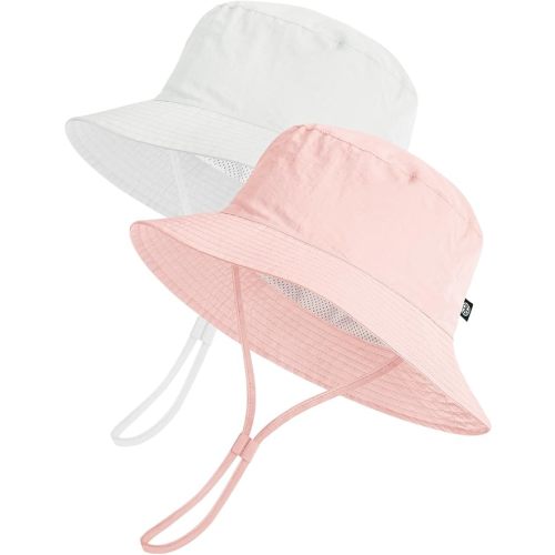 Baby Sun Hat 0-6 Years Toddler Boys Girls Adjustable Bucket Hats Kids Sun Protection Summer Hats UPF 50+ Wide Brim Beach Hat