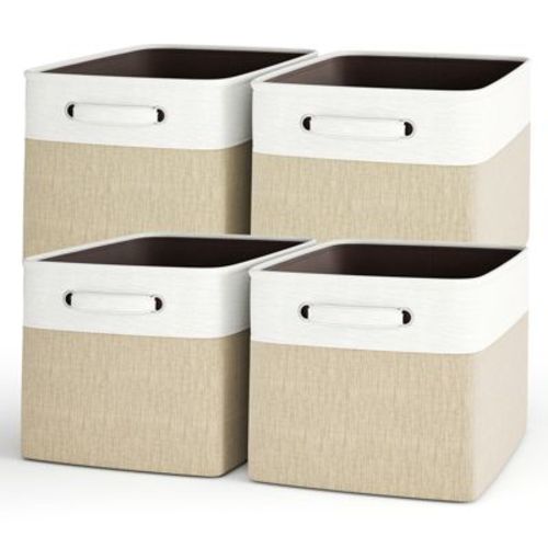 SUGIFT 4-Pack Storage Bins, Foldable Storage Baskets for Organizing Toys, Books, Large Storage Box with Handles, Sturdy Organizer Bins