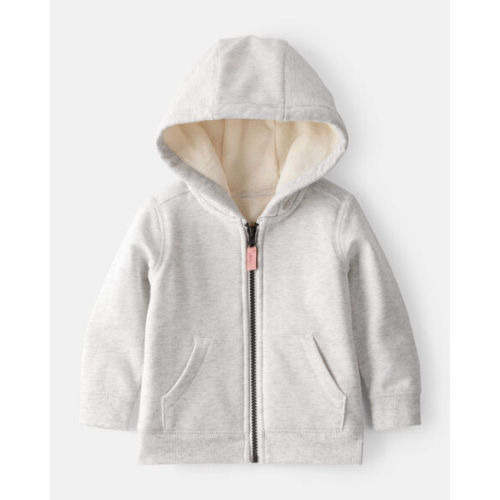 Baby Girl DayDream Fleece Long-Sleeve Hooded Zip-Up Jacket - Grey - Carter's | Carter's