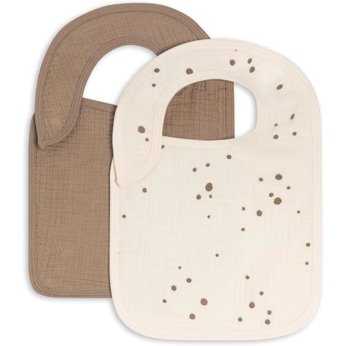 Colored Organics - 2-Pack Organic Cotton Baby Bibs - Bibs for Baby Girls & Boys - Ace Polka + Taupe