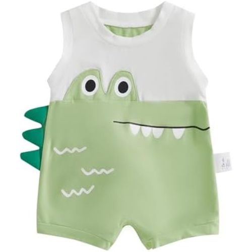 Infant Baby Boys Girls Outfits Sleeveless Animal Crocodile Alligator Romper Jumpsuit Overalls Summer Clothes