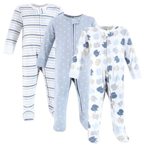 Hudson Baby Infant Boy Cotton Sleep and Play, Multi Color Boy Elephant, 0-3 Months