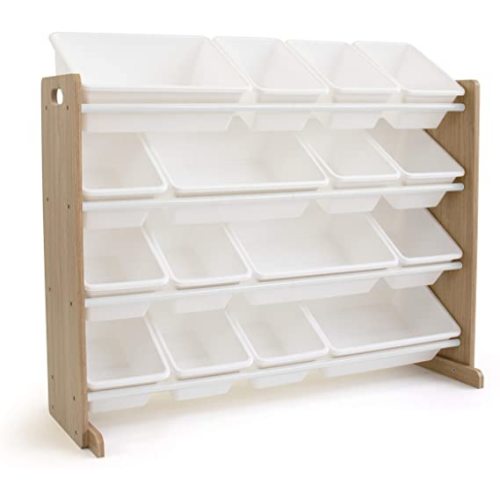 Humble Crew Supersized Toy Storage Organizer with 16 Removable Bins, Natural/White – Large Toy Storage for Toddlers Ideal for Kids' Rooms, Playrooms, and Nurseries - Modern Toy Bins for Kids