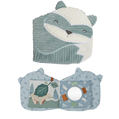 Modern Moments by Gerber Baby Boy Developmental Soft Crinkle Book, Blue Raccoon