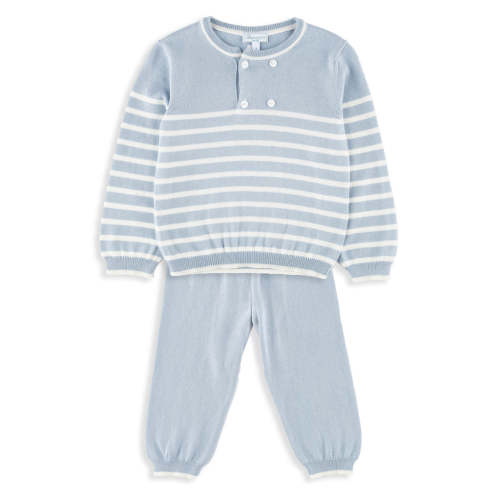 Lucerne Sweater + Jogger Set in Slate Blue & Ivory - 12M