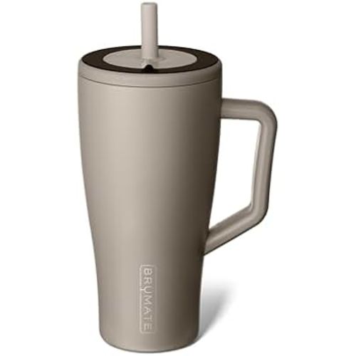 BrüMate Era 30 oz Tumbler with Handle and Straw | 100% Leakproof Insulated Water Bottle Tumbler with Lid and Flexible SoftSip Straw | Made of Stainless Steel | Cup Holder Friendly | 30oz (Mocha)