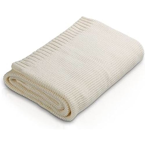 Baby Cotton Blanket，Knit Baby Blankets Unisex 100% Cotton Nursery Blankets Swaddle Blankets Neutral for Baby Newborns Infants & Toddler Nursing Cover 40 x 30In Soft and Lightweight (Beige)