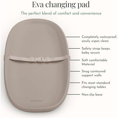 Evolur Eva Baby Changing Pad, Soft, Lightweight and Portable Changing Pad, Fits All Changing Table, Waterproof Firm Padding - Oat