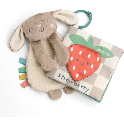 Itzy Ritzy Bunny Lovey & Crinkle Book Gift Set - Learn & Snuggle Gift Set Includes Soft Sherpa Bunny Lovey & Soft Book with Flap, Textures & Crinkle Sounds (Bunny)