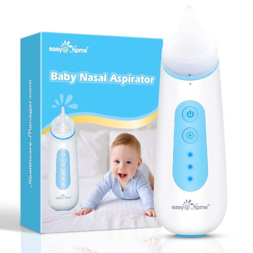 Easy@Home Baby Electric Nasal Aspirator with USB Rechargeable, Adjustable Suction, and Night Light, Blue, 1 Piece