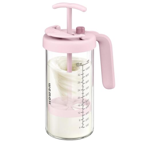 Borosilicate Glass Breast Milk Pitcher with Upgraded Mixer, Pink
