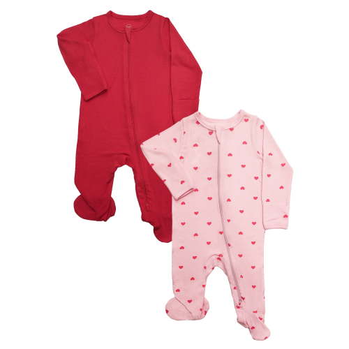 Wonder So Soft Modal by Wonder Nation Gender Neutral Two-Way Zipper Footed Sleep N Play Pajamas, 2-Pack, Sizes Preemie–6/9 Months