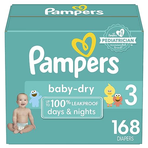 Pampers Baby Dry Diapers - Size 3, 168 Count, Absorbent Disposable Diapers