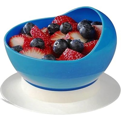 Maddak SP Ableware Scooper Bowl with Suction Cup Base, Blue