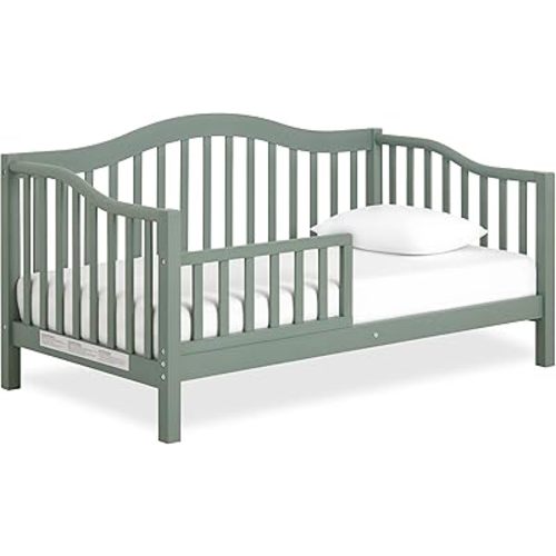 Dream On Me Austin Toddler Day Bed with Rails in Meadow Green, Low to Floor Toddler Day Bed, Greenguard Gold & Baby Safety Alliance Certified, Non-Toxic Finishes, Side Safety Guard Rail