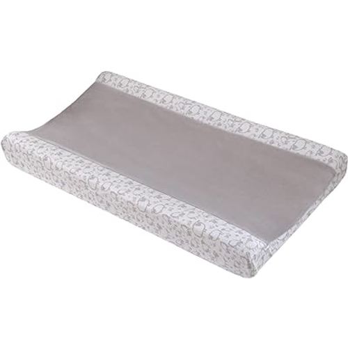 NoJo Together is Better White and Taupe Lamb Super Soft Changing Pad Cover
