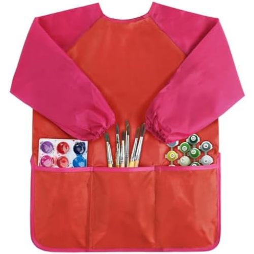 Kopokita Kids Art Smock, Toddlers Painting Apron Waterproof Children Artist Smock With Long Sleeve and 3 Pockets