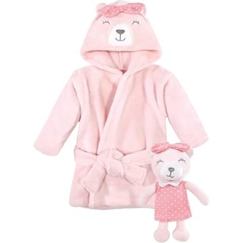 Hudson Baby unisex-baby Plush Bathrobe and Toy Set
