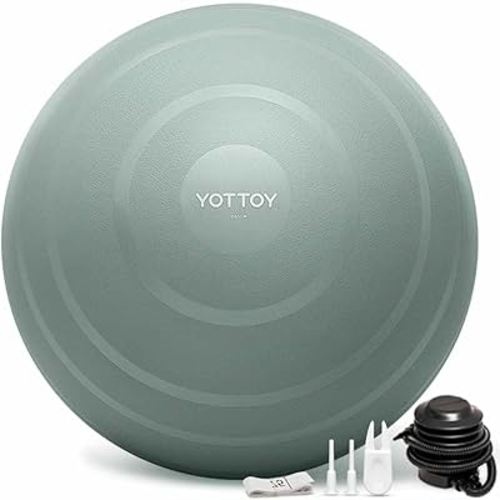 YOTTOY Anti-Burst Exercise Ball for Working Out, Yoga & Pregnancy, Extra Thick Workout Ball for Physical Therapy & Fitness