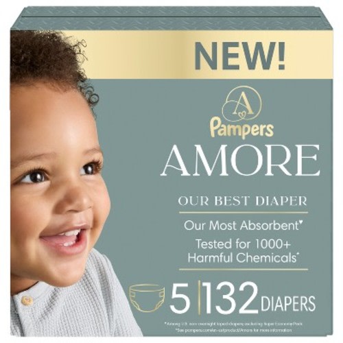 Amore by Pampers eComm Pack Disposable Diapers - Size 5 - 132ct