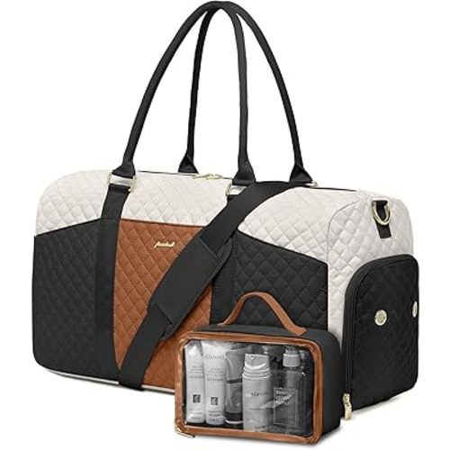 Women Weekender Travel Duffle Bag: Travel Duffel Overnight Bags with Shoe Compartment Large Carry on Tote with Toiletry Bag Weekend Traveling Yoga Gym Hospital Bag for Women with Wet Pocket