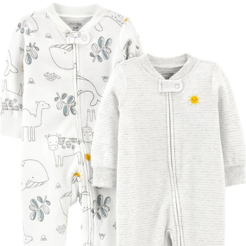 Simple Joys by Carter's Unisex Baby 2-way Zip Thermal Footed Sleep and Play, Pack of 2