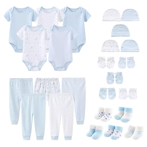 25 Pack New born Baby Boy Girl Layette Set Infant Essentials | essentials set,100% cotton,soft & breathable,easy mix & match,all-season wear,baby essentials