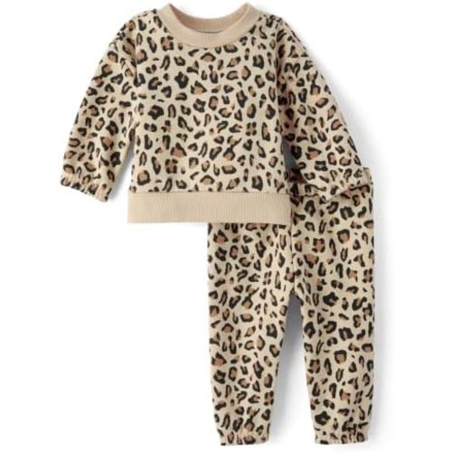 The Children's Place Baby Girls' And Newborn Long Sleeve Premium Fleece Top and Pant,2-piece Outfit Set