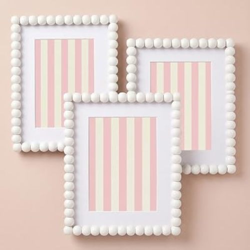AceOrbit 3 Pcs Beaded Picture Frames for Dorm, 8x10 Inch, White