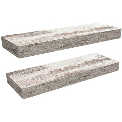 Sorbus Rustic Wood Coastal Beach Style Hanging Rectangle Wall Shelves, Color: Rustic white