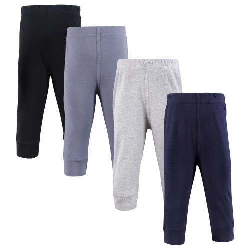 Hudson Baby Boys Cotton Pants and Leggings, Navy Gray Black, 0-3 Months