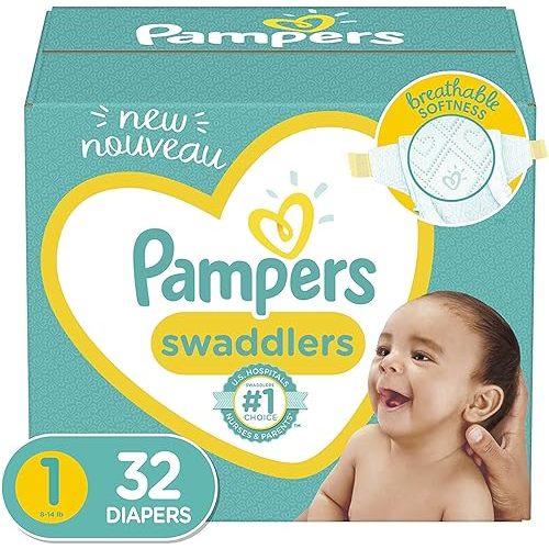 Diapers Size 1, 32 Count - Pampers Swaddlers Disposable Diapers