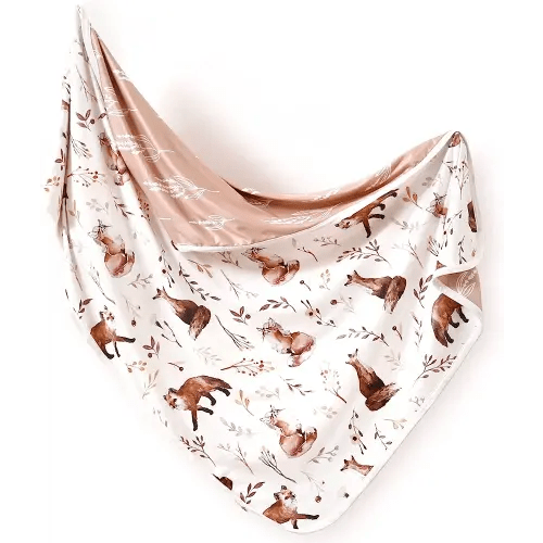 GRSSDER Baby Blankets Super Soft Stretchy Jersey Knit Swaddle Blanket for Girls and Boys, Double Layer Reversible Receiving Blankets 34 x 44, Extra Large for Swaddling, Pretty Fox Pattern