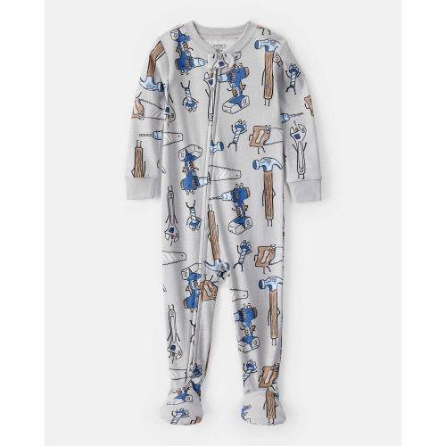 Toddler Boy Construction 100% Cotton Long-Sleeve Snug Fit 1-Piece Pajamas - Grey - Carter's | Carter's