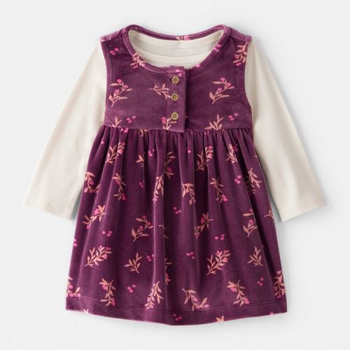 Baby Girls Carter's Floral Print Velour Sleeveless Dress Set