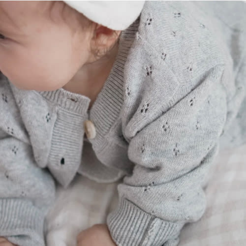 Luna + Luca Pointelle Cardigan - Heather Gray