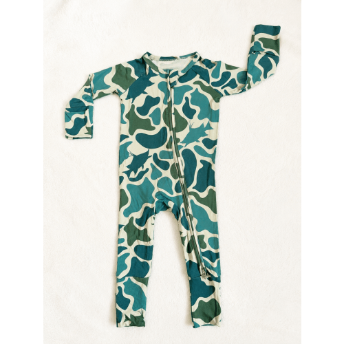 Hogfish Hideout - Coastal Camo Bamboo Zippy Sleeper Pajamas - Ready to – Bub & Tide