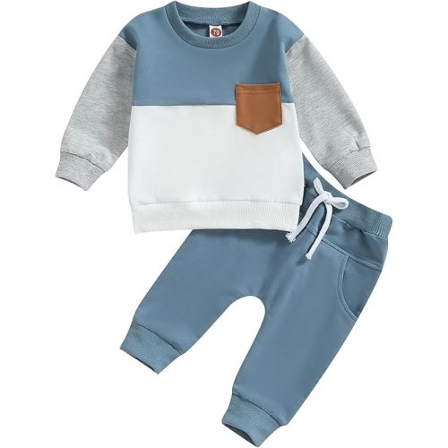 FYBITBO Toddler Baby Boys Fall Winter Clothes Pullover Sweatshirt Long Sleeve Shirts and Pants 2 Piece Outfits Clothing Set