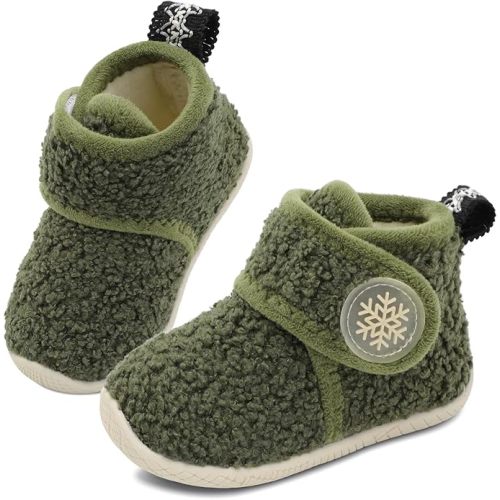 JOINFREE Toddler Slippers Boys Girls House Fleece Booties Baby Warm Winter Boots Kids Bedroom Indoor Shoes Cozy Outdoor Walking Shoes