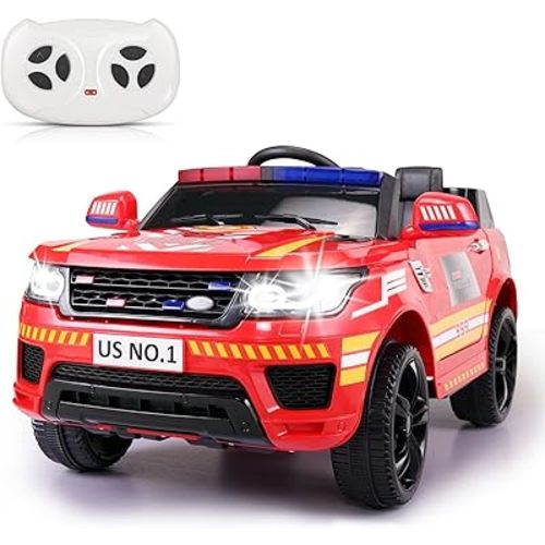 TOBBI Fire Truck Ride on Toys 12V Fire Engine Giant Firetrucks Firefighter Fireman Ride On Car with Remote Control, Siren-Call, Walkie-Talkies, Bluetooth for Toddlers, Red
